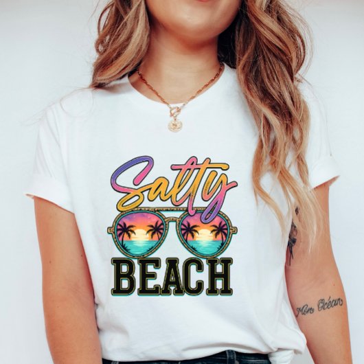 Colorful Salty Beach Sunglasses; Summer Vacation T-shirt