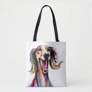 Colorful Saluki - Cute Dog Art Tote Bag