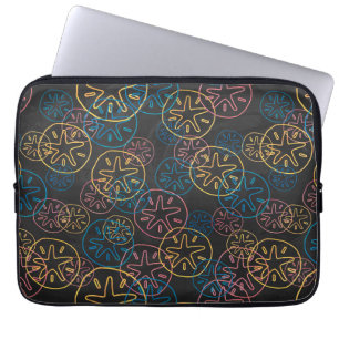 Colorful Sand Dollar Patroon op zwart Laptop Sleeve