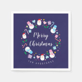 Colorful Santa Claus Snowman Candy Cane kerst Servet (Voorkant)