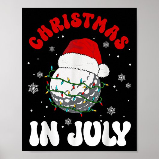Colorful Santa Hat Lights Funny Golf Lover Christm Poster (Voorkant)