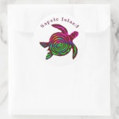 Colorful Sapelo Island GA Zee Turtle Ronde Sticker (Tas)