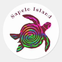 Colorful Sapelo Island GA Zee Turtle Ronde Sticker