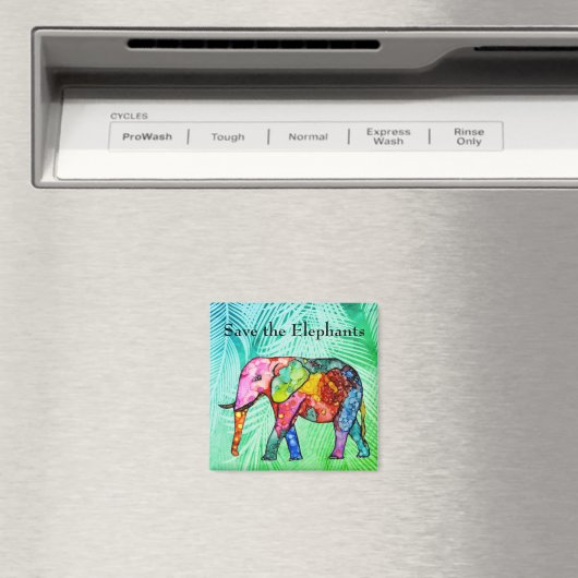 Colorful Save the Elephants Magnet (Insitu (Vaatwasser))
