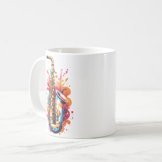 Colorful Saxophone Koffiemok (Voorkant links)