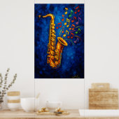 Colorful Saxophone Music Notes Poster (Keuken)