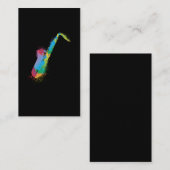 Colorful Saxophone Retro Music Lover Saxofonist Visitekaartje (Voorkant / Achterkant)