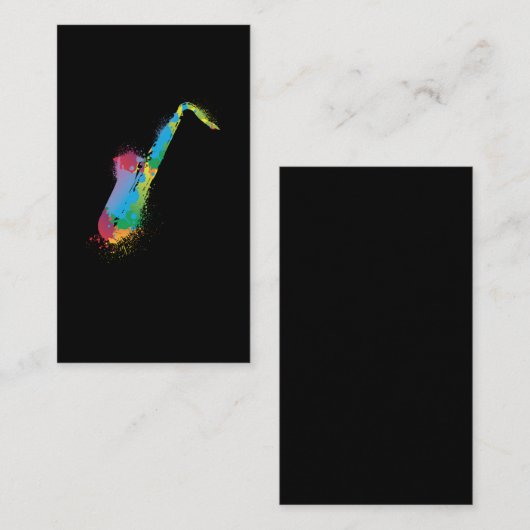 Colorful Saxophone Retro Music Lover Saxofonist Visitekaartje (Voorkant / Achterkant)