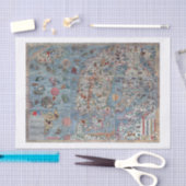 Colorful Scandinavia Old Wereldkaart Tissuepapier (Craft)