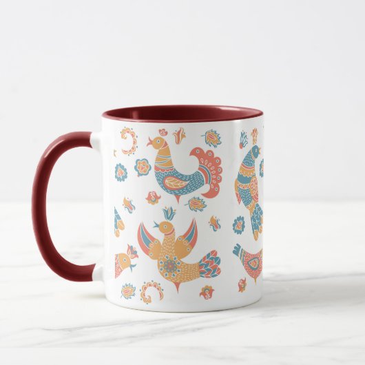 Colorful Scandinavian Boho Bird Pattern Mok (Links)