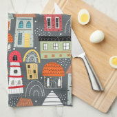 Colorful Scandinavian Pattern Home Theedoek (Quarter Fold)