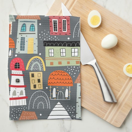 Colorful Scandinavian Pattern Home Theedoek (Quarter Fold)