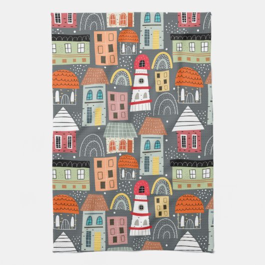 Colorful Scandinavian Pattern Home Theedoek (Verticaal)