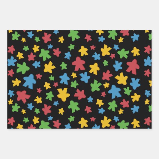 Colorful Scattered Boardgame Meeples Inpakpapier Vel (Voorkant 2)