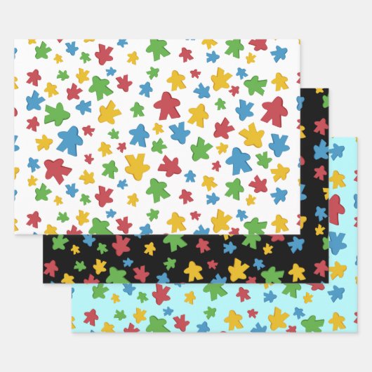 Colorful Scattered Boardgame Meeples Inpakpapier Vel (Set)