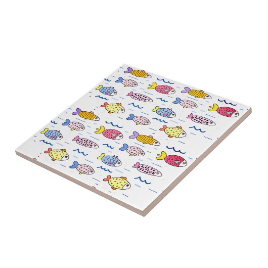 Colorful School of Fish Tegeltje (Zijkant)