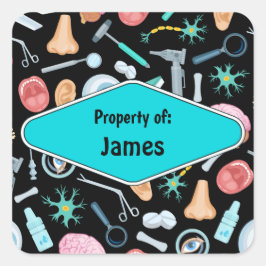 Colorful School Science lab Pattern gepersonalisee Vierkante Sticker