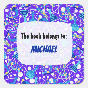 Colorful School Science Pattern gepersonaliseerd Vierkante Sticker