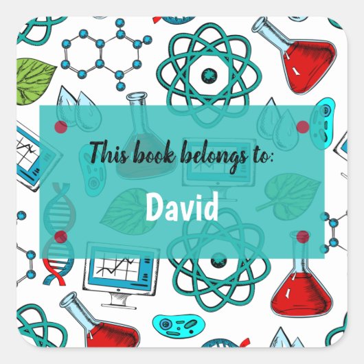 Colorful School Science Pattern Persoonlijk Squar Vierkante Sticker (Voorkant)