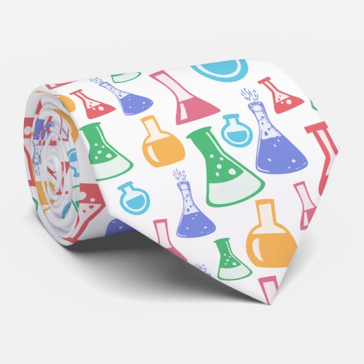 Colorful Science / Chemistry Pattern Stropdas (Opgerold)