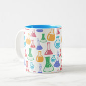 Colorful Science / Chemistry Pattern Tweekleurige Koffiemok (Voorkant links)