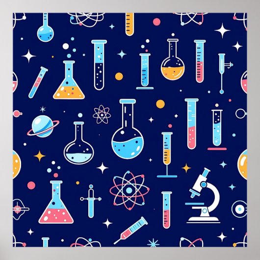 Colorful Science Lab Pattern Modern Chemistry  Poster (Voorkant)