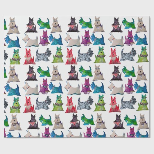 Colorful Scottie Wrapping Paper Cadeaupapier (Vlak)