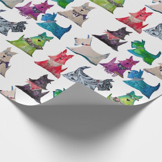 Colorful Scottie Wrapping Paper Cadeaupapier (Hoek)