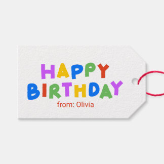 Colorful Script Happy Birthday Cadeaulabel