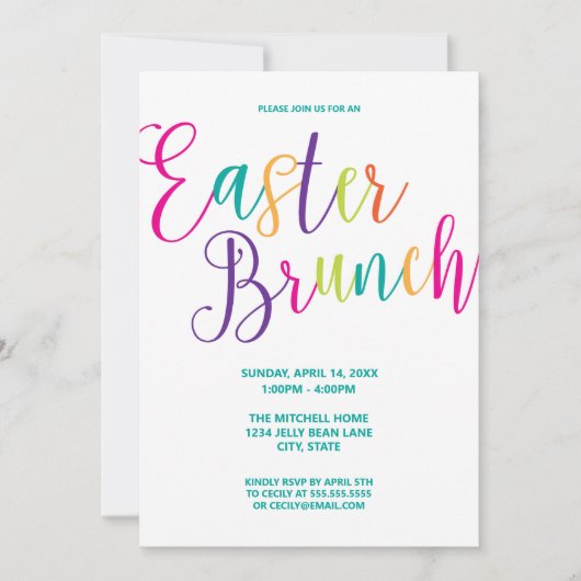 Colorful Script Typography Easter Brunch Kaart (Voorkant)