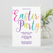 Colorful Script Typography Easter Party Kaart (Staand voorkant)