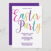 Colorful Script Typography Easter Party Kaart (Voorkant / Achterkant)