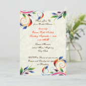 Colorful scroll leaf ecru bruiloft vrijgezellenfee kaart (Staand voorkant)