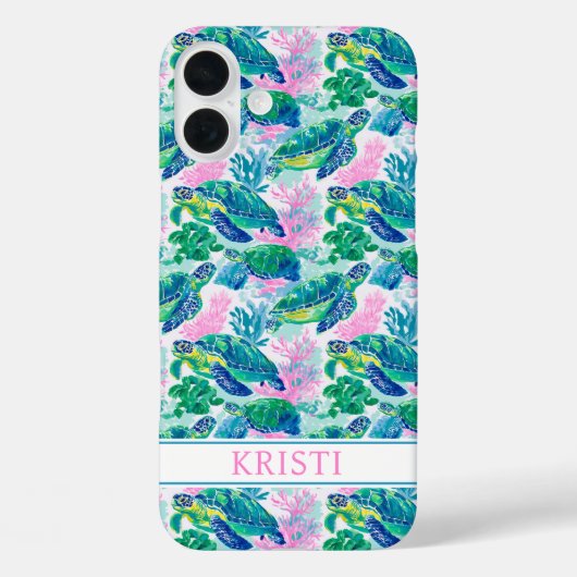 Colorful Sea Turtles Monogrammed Case-Mate iPhone Case (Achterkant)