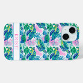 Colorful Sea Turtles Monogrammed Case-Mate iPhone Case (Achterkant (horizontaal))