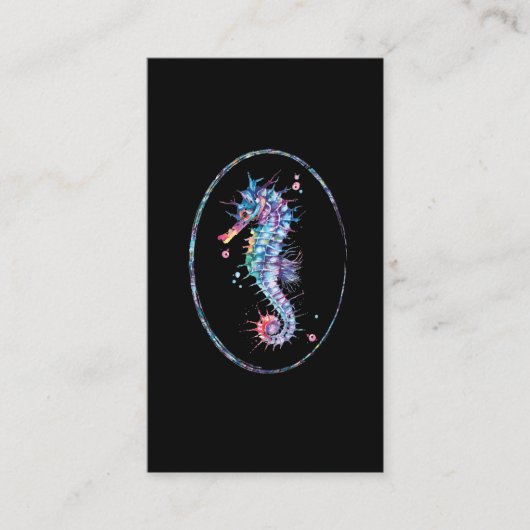 Colorful Seahorse Illustratie Onderwater Art Visitekaartje (Voorkant)
