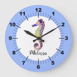 Colorful Seahorse Large Clock Grote Klok
