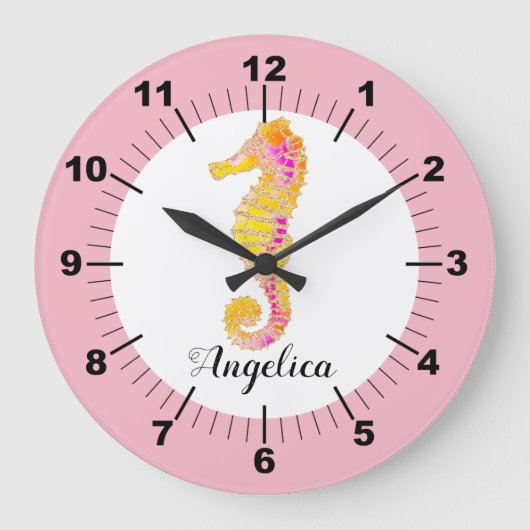 Colorful Seahorse Large Clock Grote Klok (Voorkant)