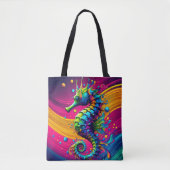 Colorful Seahorse Tote Bag – Ocean Fantasy Art (Voorkant)
