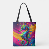 Colorful Seahorse Tote Bag – Ocean Fantasy Art (Achterkant)