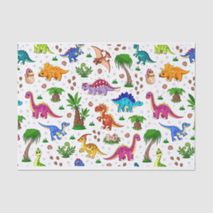 Colorful Seamless Pattern Jurassic Dinosaur Tissuepapier