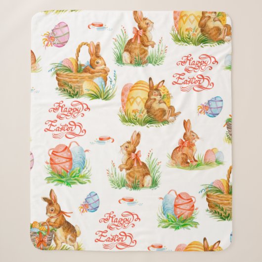 Colorful seamless pattern with spring easter conce sherpa deken (Voorkant)