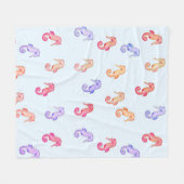 Colorful Seapaarden Patroon Fleece Deken (Voorkant (Horizontaal))