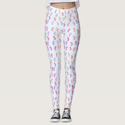 Colorful Seapaarden Patroon Leggings (Voorkant)