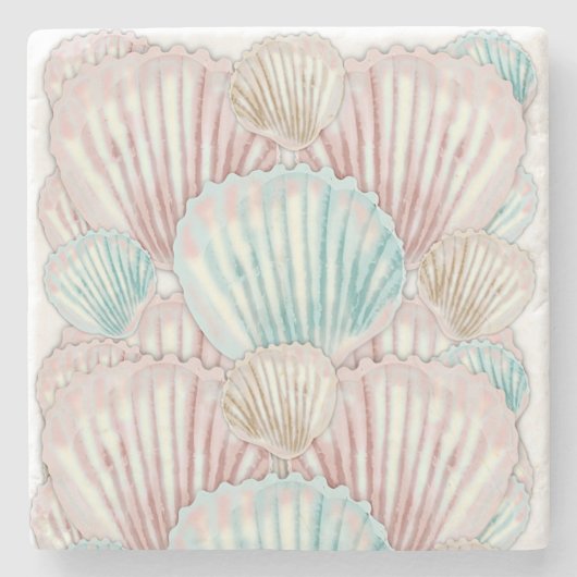 Colorful Seashell-cluster Stenen Onderzetter (Voorkant)
