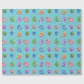 Colorful Seashells Blue Cadeaupapier (Vlak)