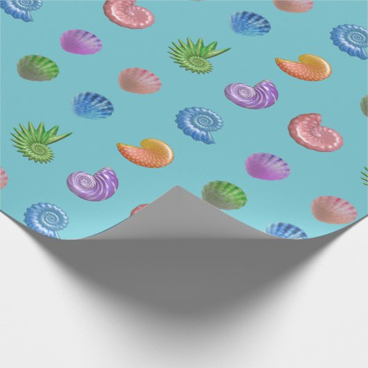 Colorful Seashells Blue Cadeaupapier (Hoek)