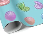 Colorful Seashells Blue Cadeaupapier (Rol Hoek)