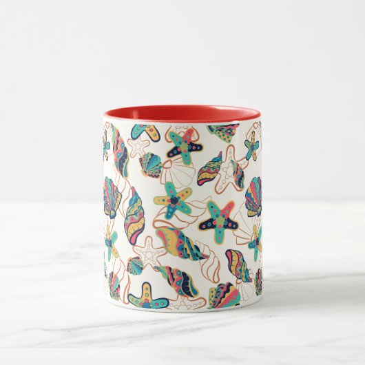 Colorful Seashells naadloos patroon Mok (Midden)