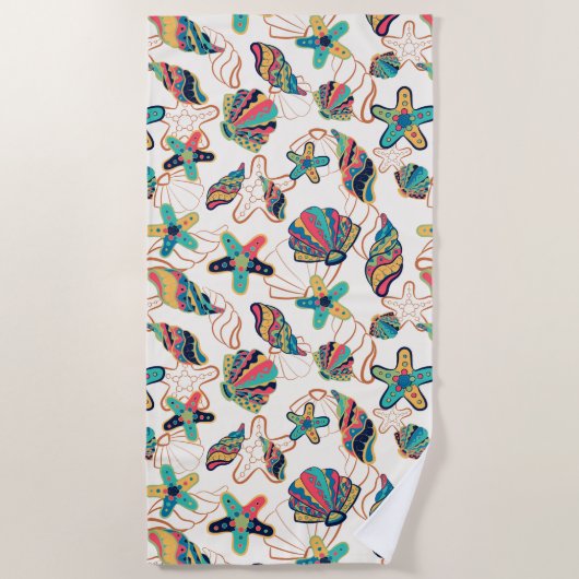 Colorful Seashells naadloos patroon Strandlaken (Voorkant)